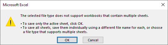 CSV does not support workbooks with multiple sheets.