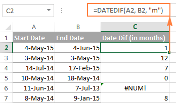 Excel Datedif Calculating Date Difference In Days Weeks Months Or Years