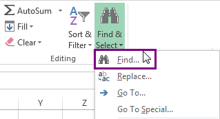 Go to the Home tab -> Find & Select and pick the Find option
