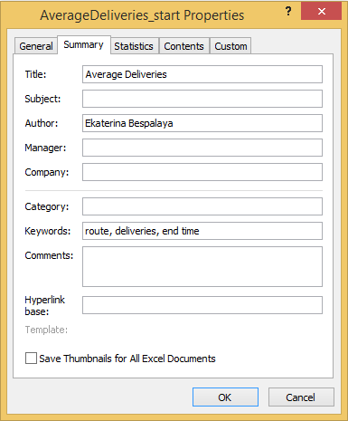 Click on the Summary tab to see the information about your document