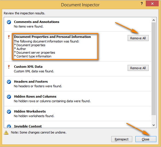 document inspector in excel 2011