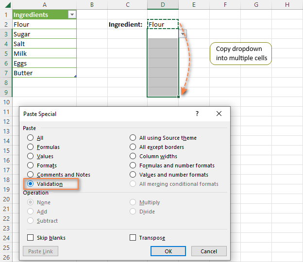 How To Copy A Drop Down List In Excel To Another Cell