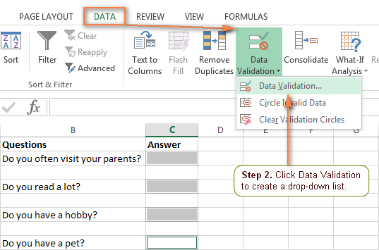 Excel drop-down list – how to create, edit and remove data validation