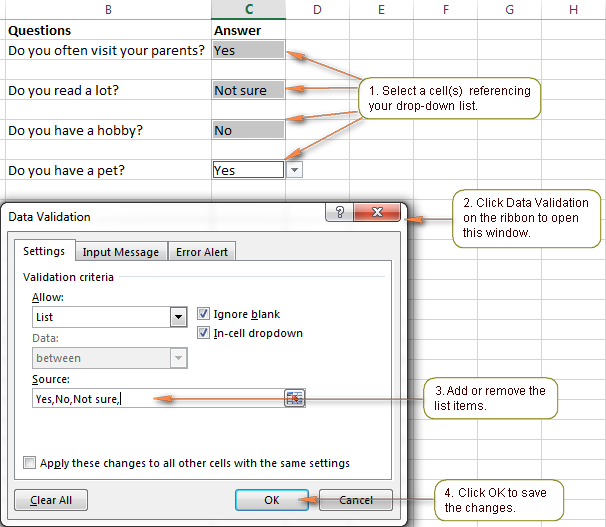 Editing a comma separated drop-down list