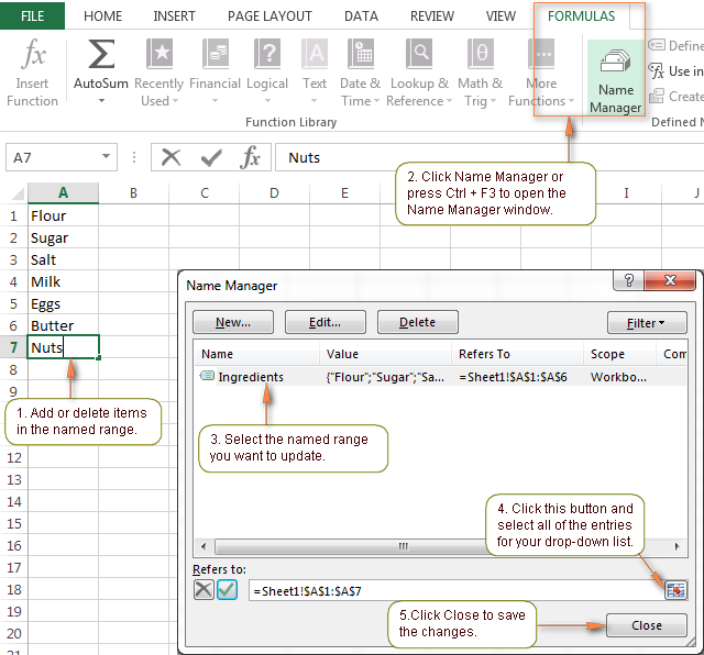 Excel Drop Down List From Named Range