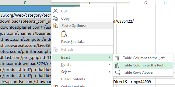 It is easy to insert a table column