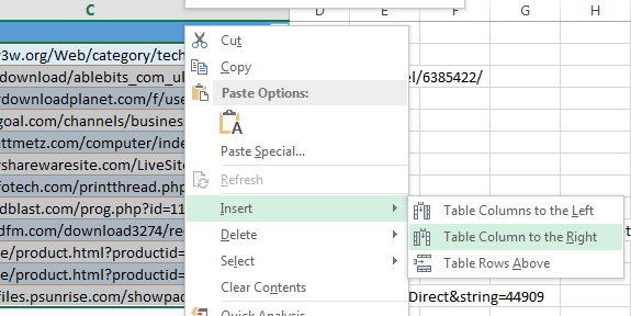 copy and paste into excel and separate data