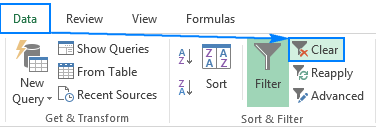 Removing all filters in a worksheet