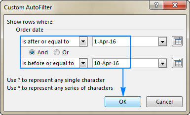 Filtering data by date in Excel