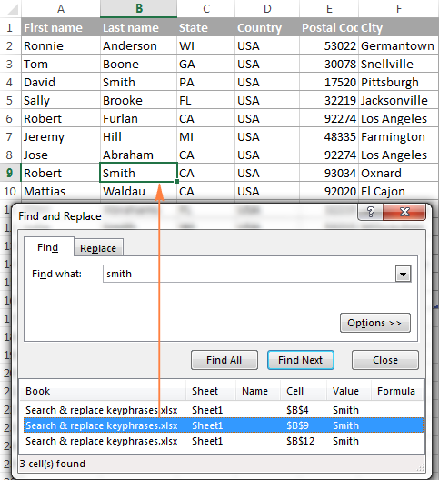 excel mac find and replace for one cell