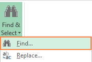 Opening Excel's Find and Replace dialog