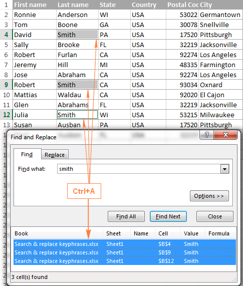 whereis fine and replace in excel for mac