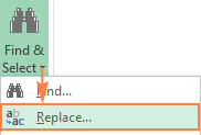 Open the Replace tab of the Excel Find & Replace dialog.