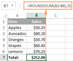 An example of Excel formula with nested functions