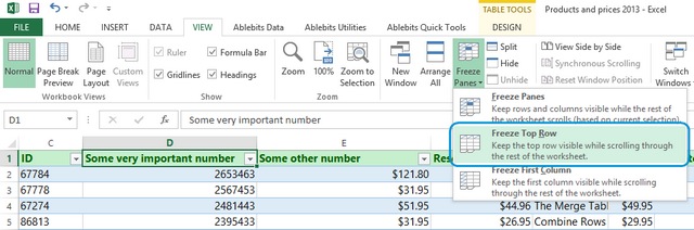 freeze panes in excel mac for multiple lines