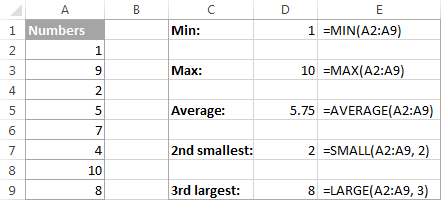 Excel functions list with formula examples