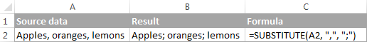 SUBSTITUTE formula examples