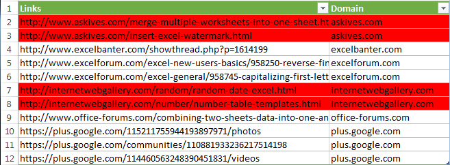 Compare two tables and highlight duplicates