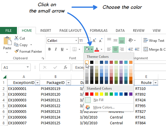 excel for mac shortcut to apply fill color