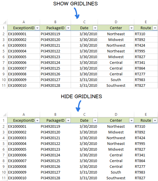 excel for mac show gridlines