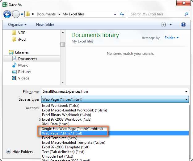 export e form document to HTML to Excel convert How tables