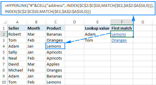 Vlookup and create a hyperlink to the first match