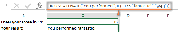 Using the result returned by IF in another Excel function