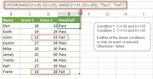 Using IF with OR & AND functions