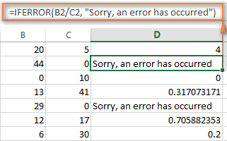 An example of using the IFERROR function in Excel