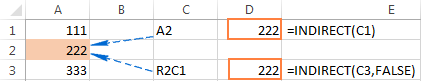 INDIRECT formulas with A1 and R1C1 references