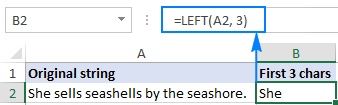 An example of using the LEFT function in Excel
