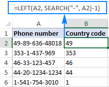 A Left formula to pull the country code