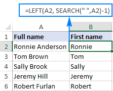 A Left formula to extract the first name