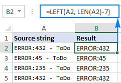 A Left formula to remove the last seven characters