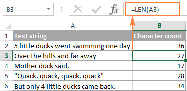 Getting the character count for each cell in a column