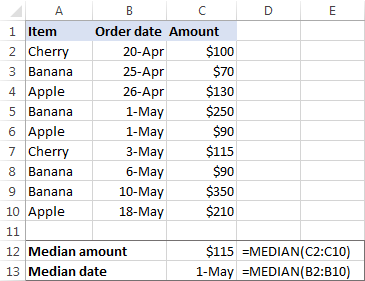 MEDIAN formula in Excel practical examples