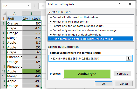 Formula min