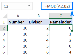 Excel MOD function