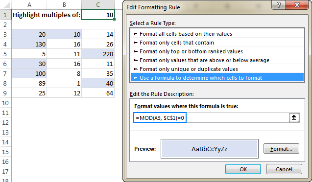 Excel MOD function to get remainder and more