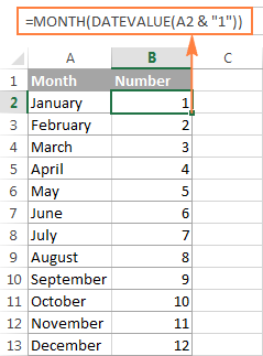 A formula to convert month name to number in Excel