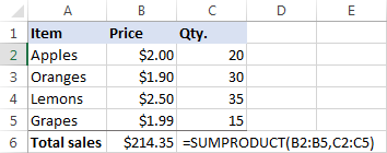 A formula to multiply and sum in Excel