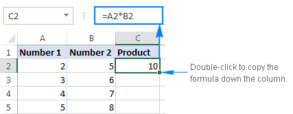 How to multiply in Excel numbers cells entire columns