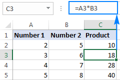 A formula to multiply columns in Excel