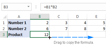 How to multiply in Excel numbers cells entire columns