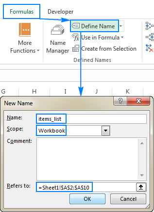 How to define a name in excel 2007