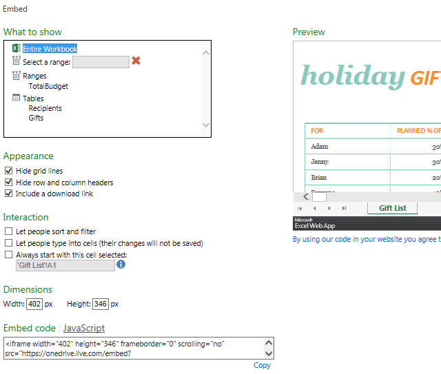 Customize the spreadsheet appearance on the web.