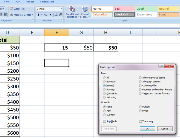 macro to take value in excel and paste it into word doc