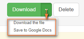 You can either download the resulting PDF file to your computer or save it to Google docs