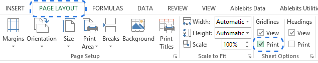 Print Page of the Backstage view excel.