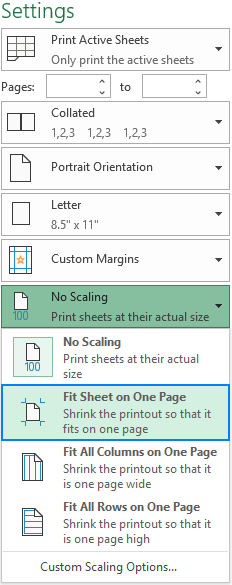 print all columns in excel for mac on one page but not all rows